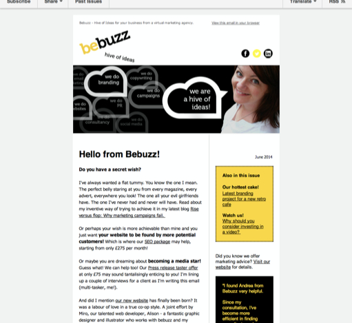 email marketing, email newsletter from bebuzz